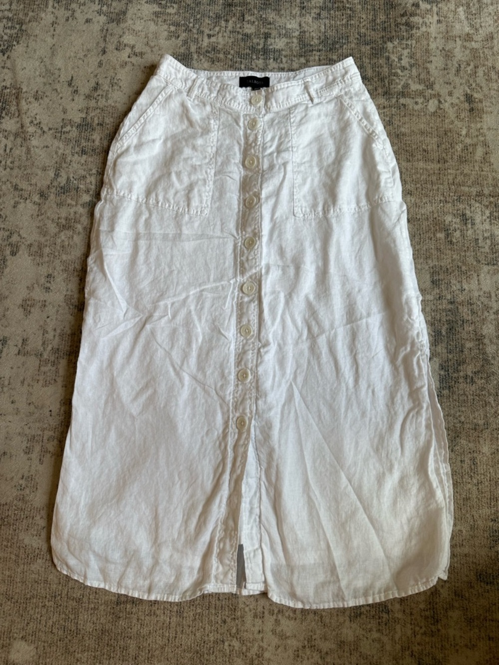 Talbots White Linen Button Front Midi Skirt Size 6 Classic Summer - Picture 2 of 7
